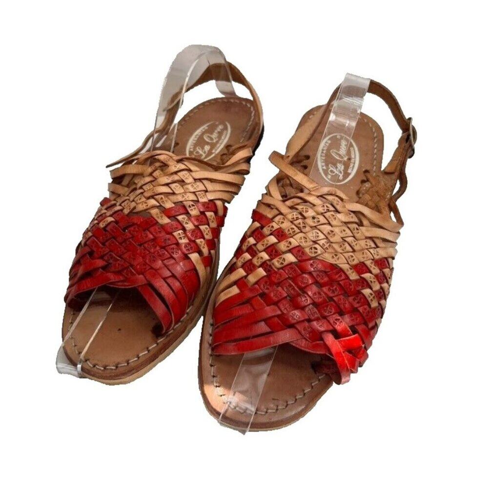 Sandals Women US 8 Handmade Chevron Mexico Traditional Ethnic Genuine Leather